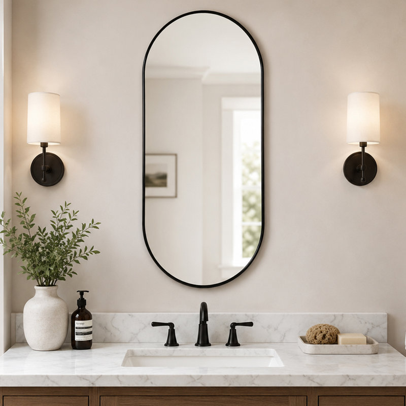 Oval Wall Mirror with Frame