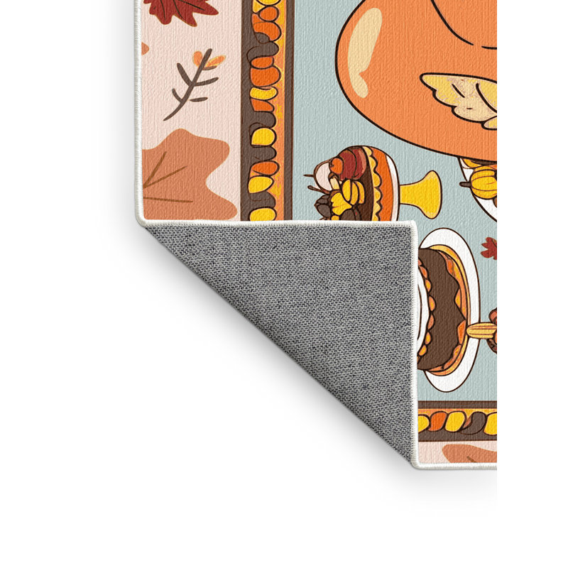 One Allium Way® Washable Thanksgiving Fall Season Holiday Rug, Rectangle 8' x 10'