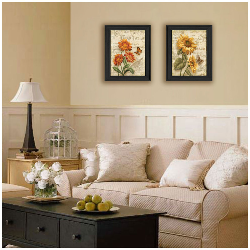«Fleurs Collection», vignette par Ed Wargo, affiche encadrée prête à accrocher, cadre noir, 2 pièces