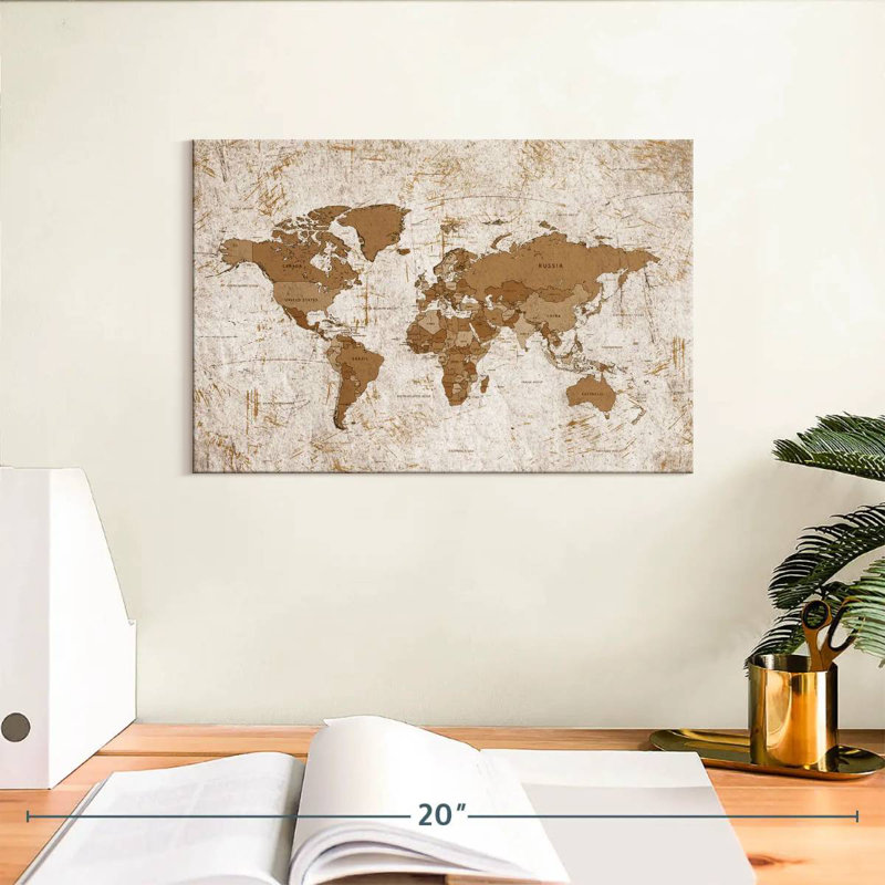 Keiri Aged World Map XIV, 8" H x 12" W