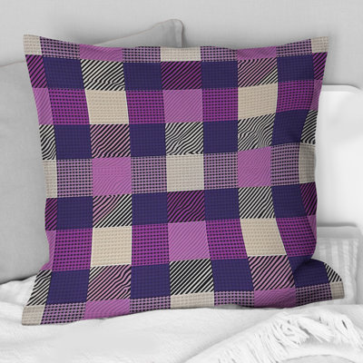 Coussin Mid-Century blanc à motif pied-de-poule blanc