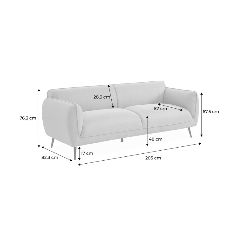 Jeisyville 3 Seater Sofa, Grey