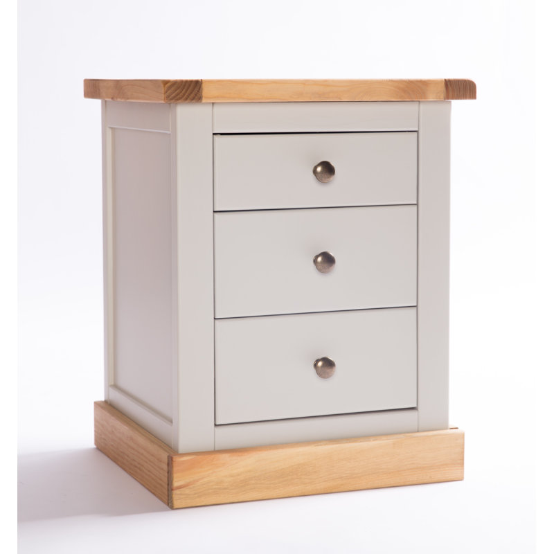 Clarke 45cm W Plywood / Laminate Board Bedside Table, Grey/Antique Brass