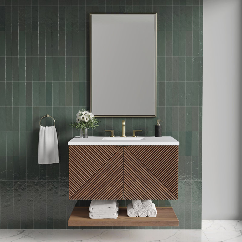 Marcello 36'' W Single Vanity, White Zeus, 8" Widespread, 36"