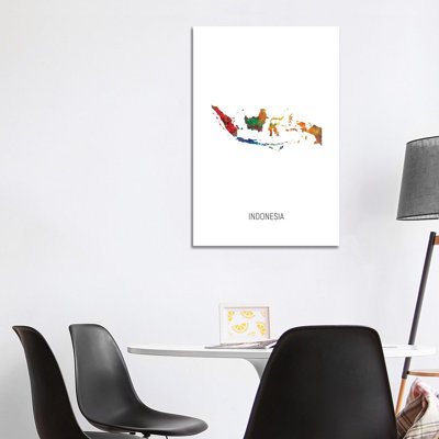Indonesia Map by Michael Tompsett - Wrapped Canvas Print
