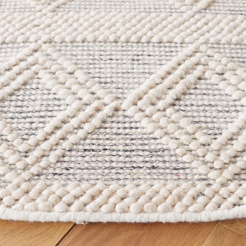 Natura Flat Weave Wool Geometric Rug, Round 6'