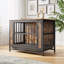 Caisse et console rustique pour chien avec portes coulissantes doubles