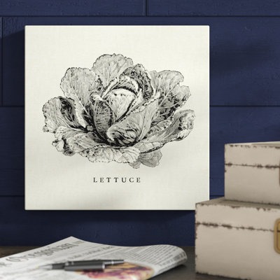Linen Vegetable BW Sketch Lettuce by Studio Mousseau - No Frame Painting on Canvas