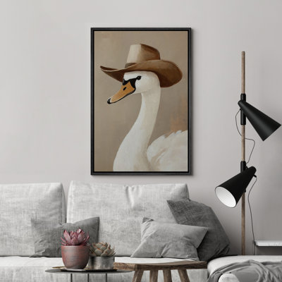 Cowboy Swan Bird Western Decor Framed Bedroom Wall Decorations Canvas Print