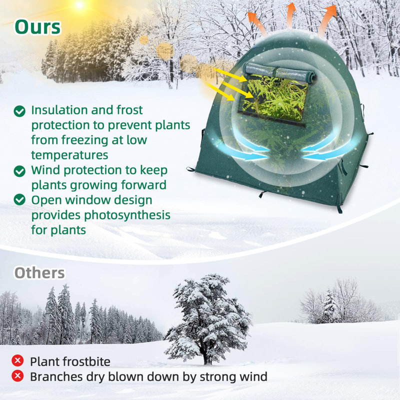 Green Non-Woven Fabric Outdoor Plant Covers with Poles and Stakes