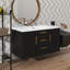 Armoire de rangement murale 36 po avec lavabo, 2 portes, 2 tiroirs, meuble-lavabo flottant avec garniture décorative-121049848