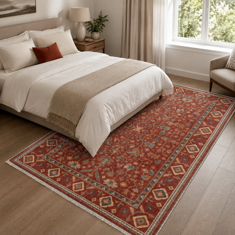 Geometric Cotton and Chenille Flatweave Area Rug, 120 x 180 cm