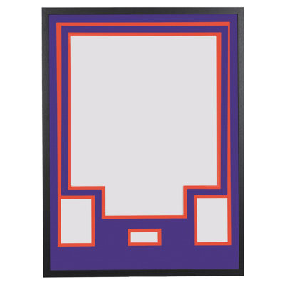 Jersey Shadow Box Display Case with Two-Tone Mat, Photo Slots & Signature Window, Wall Mount Sports Memorabilia Frame, Hardware Kit Included, Purple Top with Orange Base