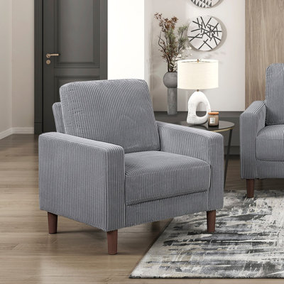 Chaise de salon moderne en velours côtelé rembourré avec coussin confortable en bois massif 1pc