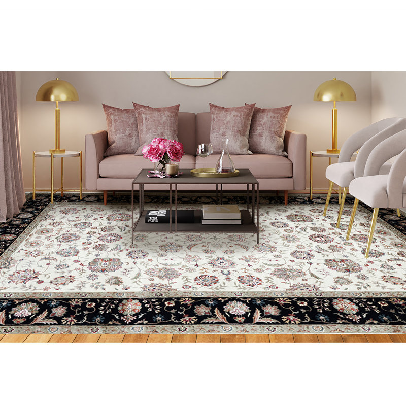 Hand Woven Wool Floral Area Rug, Rectangle 3' x 5'