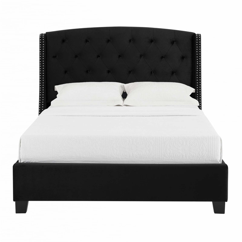 1 lit tapissier en tissu de style contemporain (seulement lit)