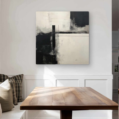 Grunge Lines - Black Abstract Metal Print for Home Decor