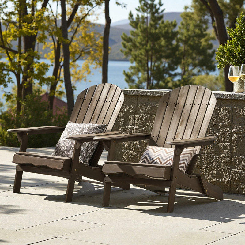 Chaise Adirondack pliante en bois massif Woking, Gris