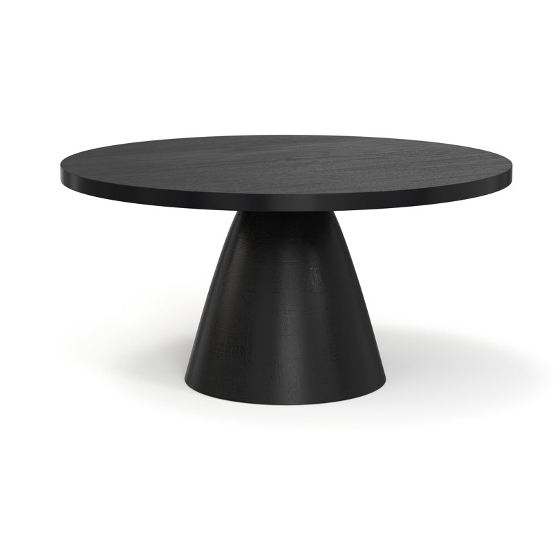 Table basse ronde à piédestal moderne en bois d'acacia massif l 30 po Winnie, Black