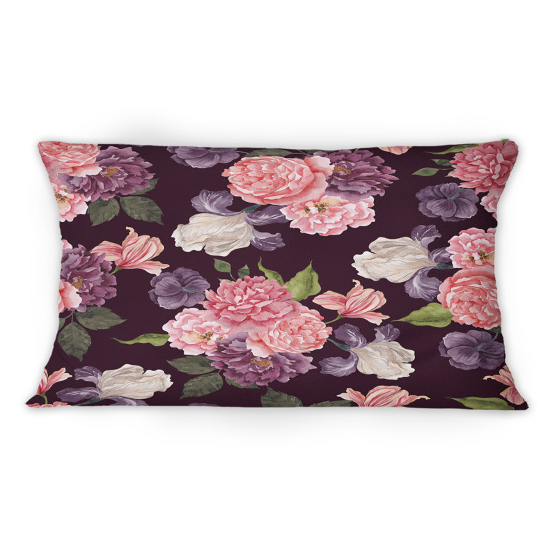 Coussin décoratif beige et violet Vintage Flowers IV - Traditional Printed 1