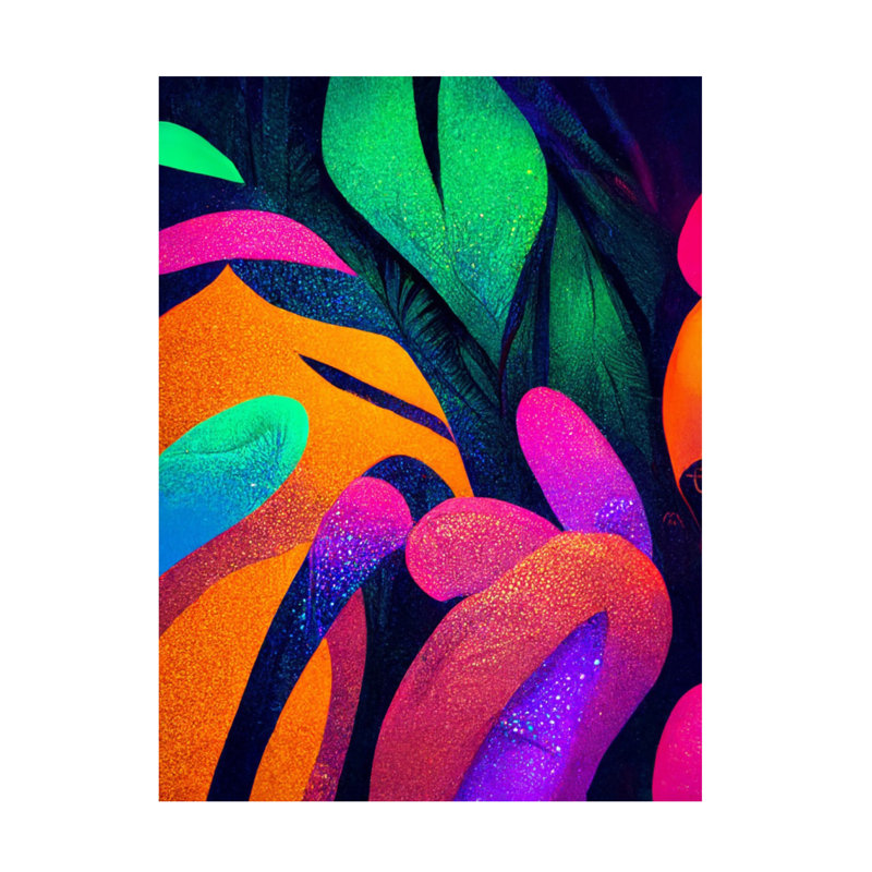 Art mural sur toile tendue - motif mural «Jungle 12» de Wumples pour décor de salon, de chambre à coucher ou de bureau - 14 x 19