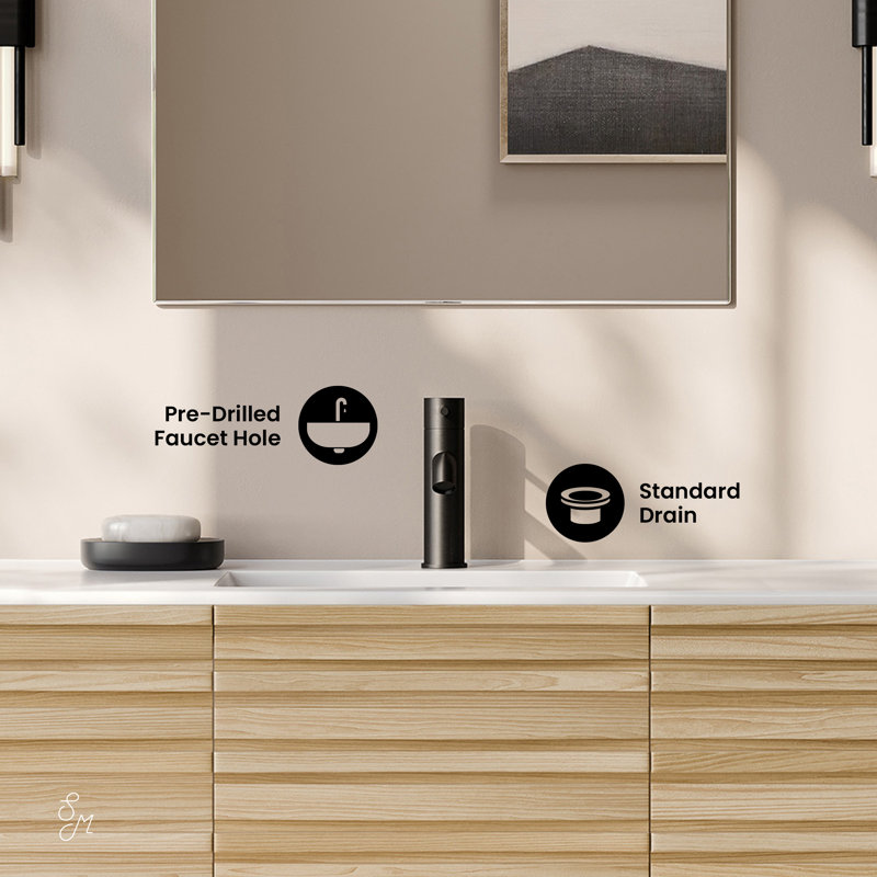 Ensemble de meuble-lavabo mural 48 po Wachter, Trou simple, Naturel