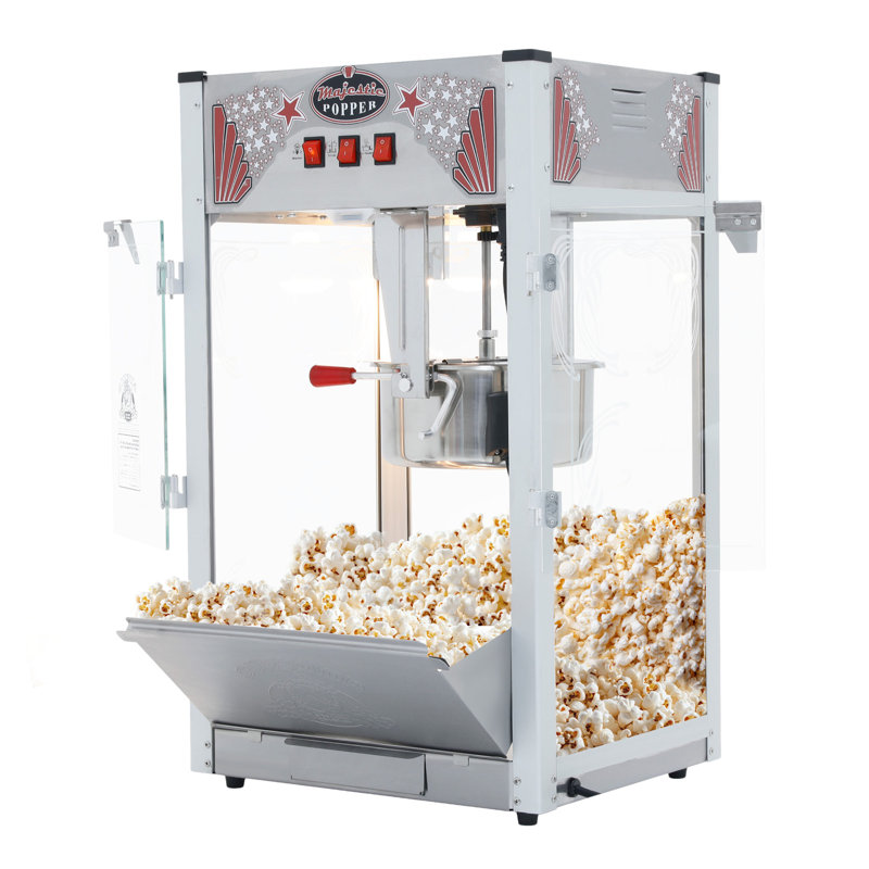 Machine à maïs soufflé Majestic - Bouilloire en acier inoxydable de 16 oz pouvant contenir jusqu'à 96 tasses - Machine à maïs soufflé électrique avec pelle, tasses à mesurer, sacs de service et seaux par Superior Popcorn Company