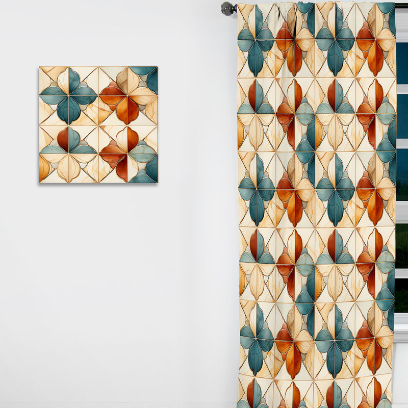 Earth Tones Damask Tiles Harmony - Rideau damassé - Rideau occultant damassé - 1 panneaux, L 52 po x L 95 po