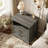 Gray Compact Nightstand Cabinet With Antique Bronze Pulls-369094754