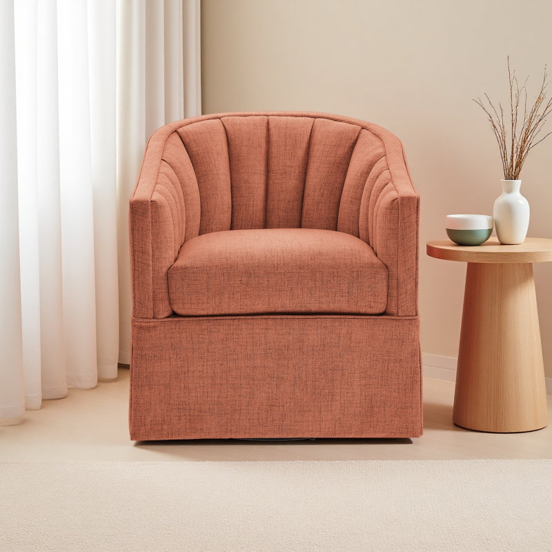 Fauteuil d'appoint pivotant avec jupe Solitude, Corail