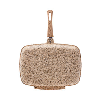 Karaca Biogranite Double Sided Pan, 34cm, Wood Silver