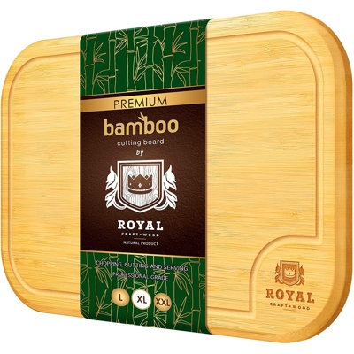 Extra Large Bamboo Cutting Board With Juice Groove - Kitchen Chopping Board For Meat (Butcher Block) Cheese And Vegetables (XL 18 X 12")