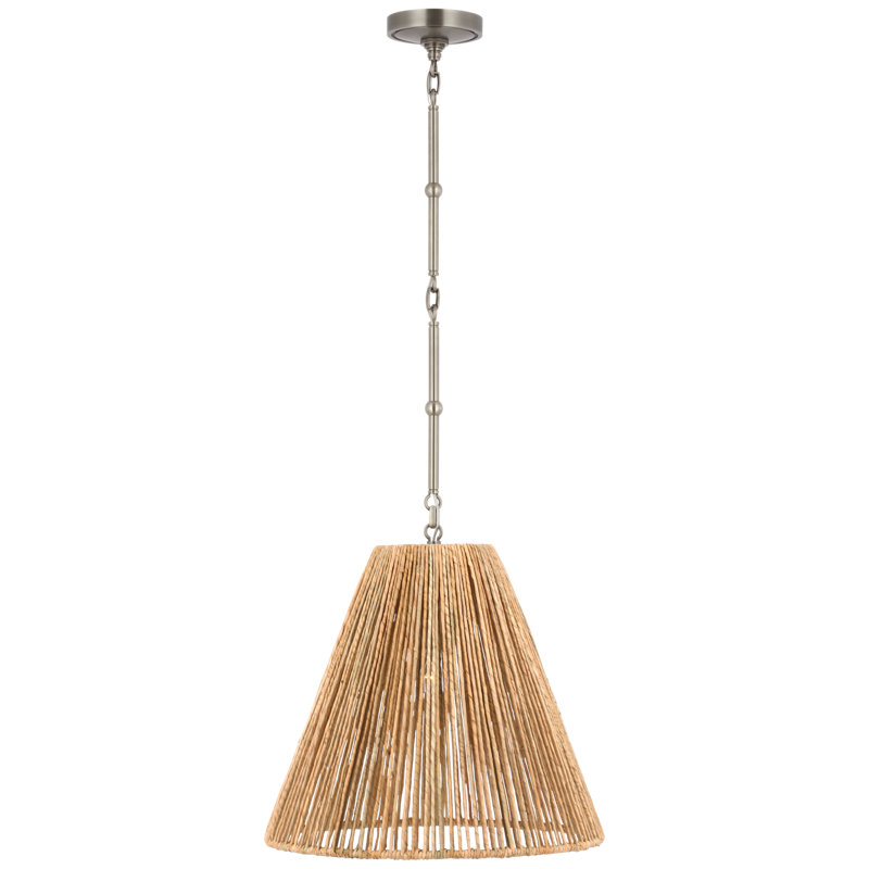 Goodman Pendant by Thomas O'Brien, 15.5" H x 18" W x 18" D, Antique Nickel