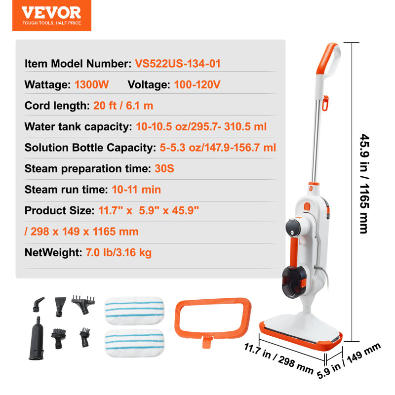Nettoyeur à vapeur et vadrouille à vapeur sans sac VEVOR
