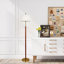Lampadaire plissé traditionnel de 61 pouces avec accent de bois