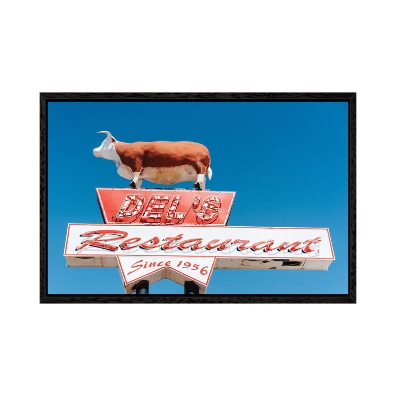 Route 66 Restaurant by Bethany Young - Print on Canvas, Black Framed, 45.72cm H x 66.04cm W x 3.81cm D