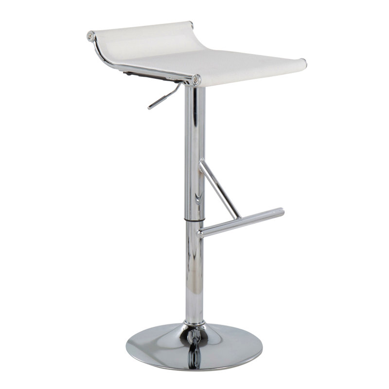 Tabouret de bar contemporain réglable en chrome et filet par Lumisource, Blanc