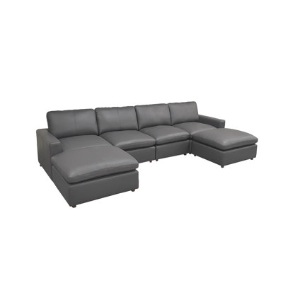 Rycharles Top-Grain Leather Large Seating Modular Sectional