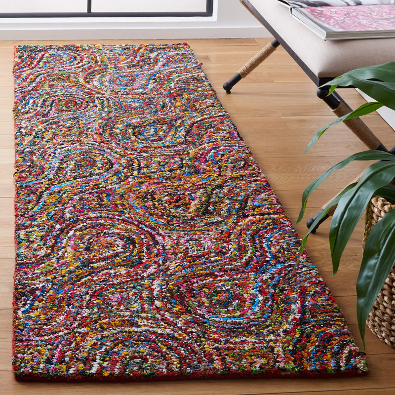 Tapis en coton touffeté à la main Hanningt, Tapis de couloir 2 pi 3 po x 9 pi