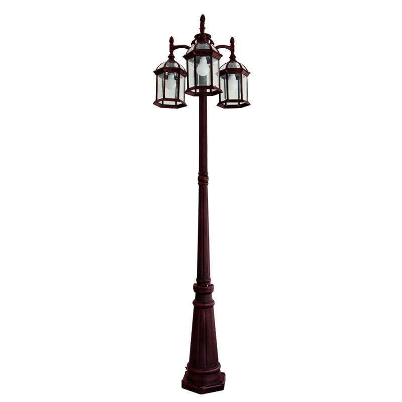 Lampadaire d'extérieur à DEL 3 lumières rouille