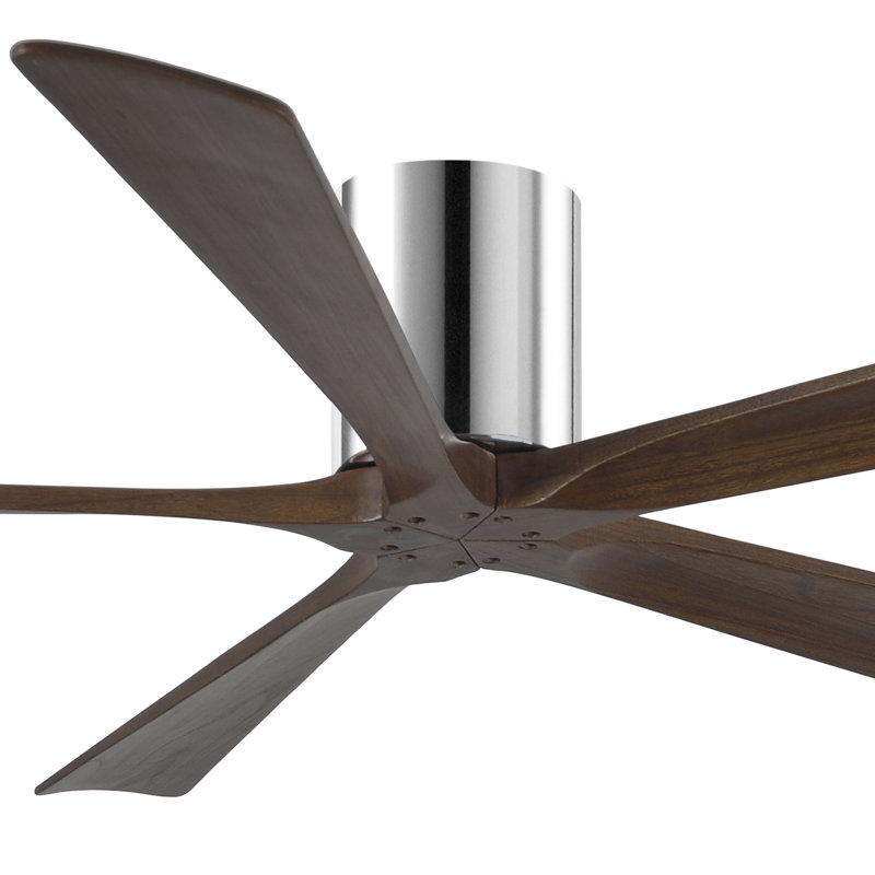 60" Irene 5-Blade Hugger Ceiling Fan with Wall Remote, Polished Chrome, 60", Walnut Tone