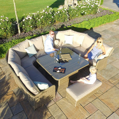 Balch Royal U Shaped Rattan Sofa Set - with Rising Table