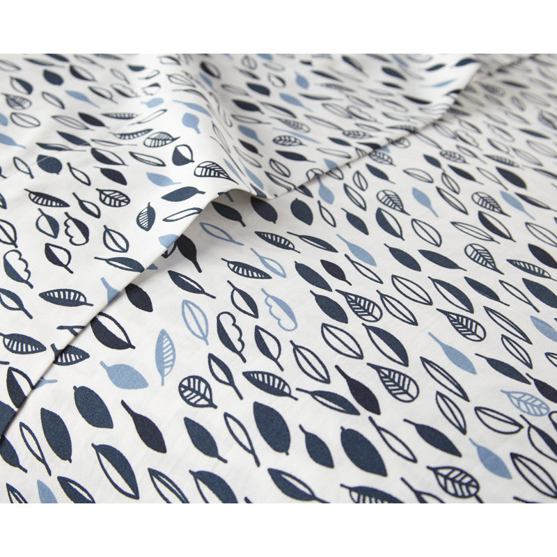 Vilano Choice Floral Microfiber Sheet Set, Twin XL, White Blue