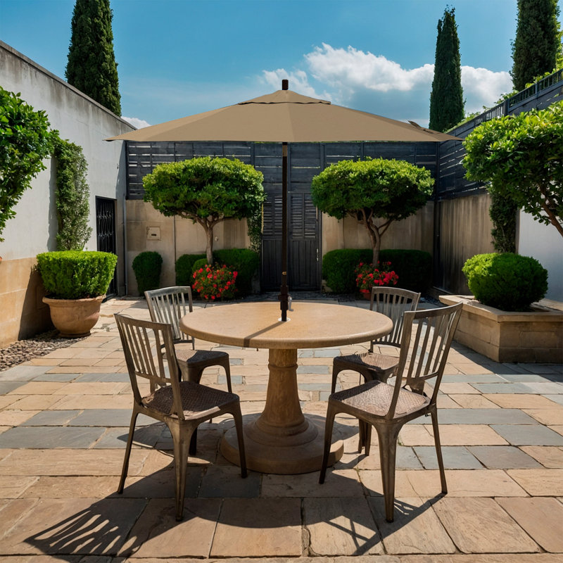 Parasol de marché Sunbrella® 9 pi Roverta, Taupe, Noir