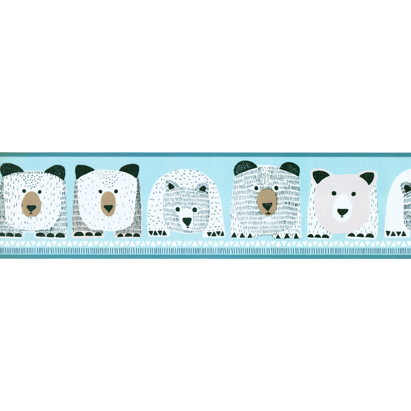 Bordure de papier peint L 15 pi x l 6 po Jyair, Bleu / blanc / noir