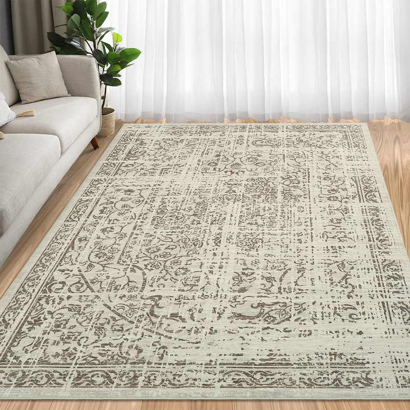 Tapis oriental antidérapant lavable à la machine Oriental, Rectangle 4 pi x 6 pi