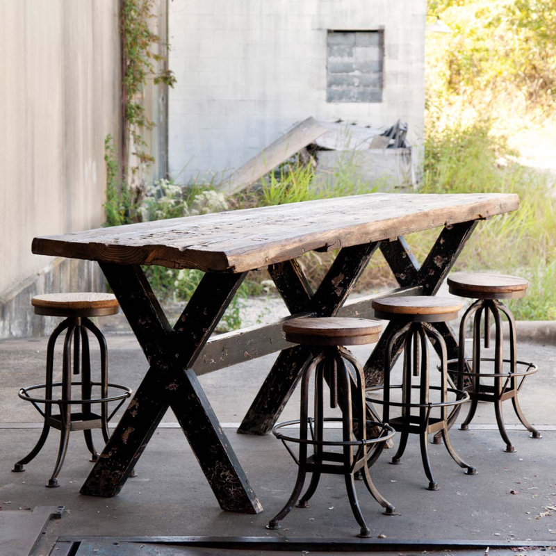 Rustic Industrial Wood Counter Height Dining Table