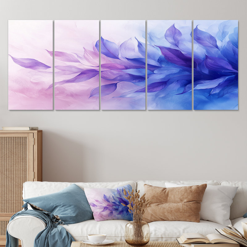 Feuilles flottantes dans la rivière mauve nk III - Art mural feuilles - Art mural traditionnel sur toile, 5