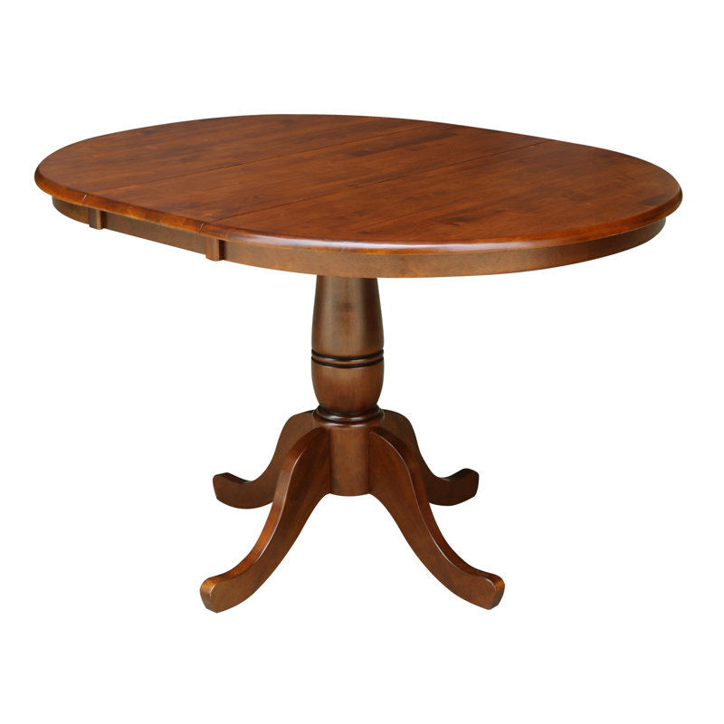 Ingbert Extendable Solid Wood Pedestal Dining Table, Espresso
