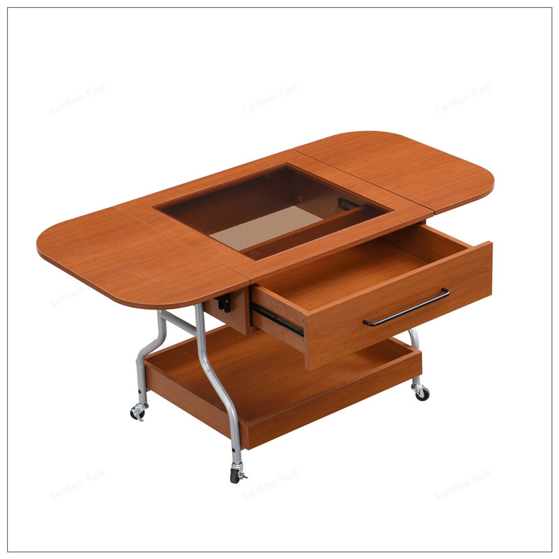 Table basse moderne et fonctionnelle avec roulettes, conception pliante et amplement de rangement pour un salon polyvalent